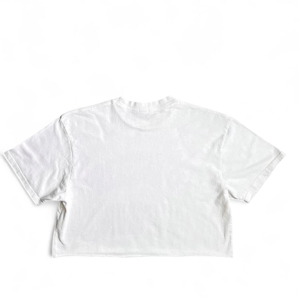 Brandy Melville White Cropped Oversized Graphic Tee - Picture 3 of 4